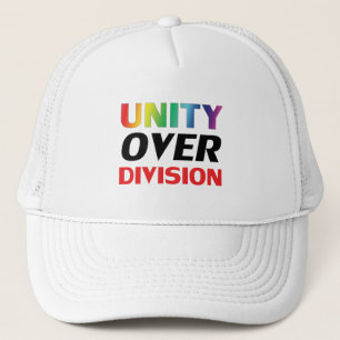 "Unity over Division" pride lgbtq, lgbt white Trucker Hat