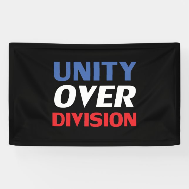 Unity over Division  - red, white, blue, black Banner (Horizontal)