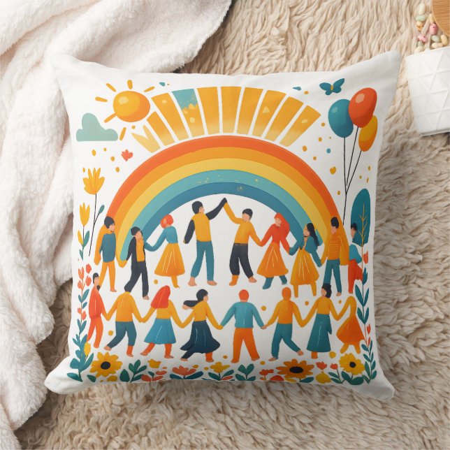 Unity Rainbow Community Decorative Pillow (Blanket)