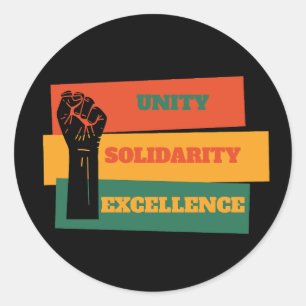 Unity, Solidarity, Excellence Black History Month Classic Round Sticker