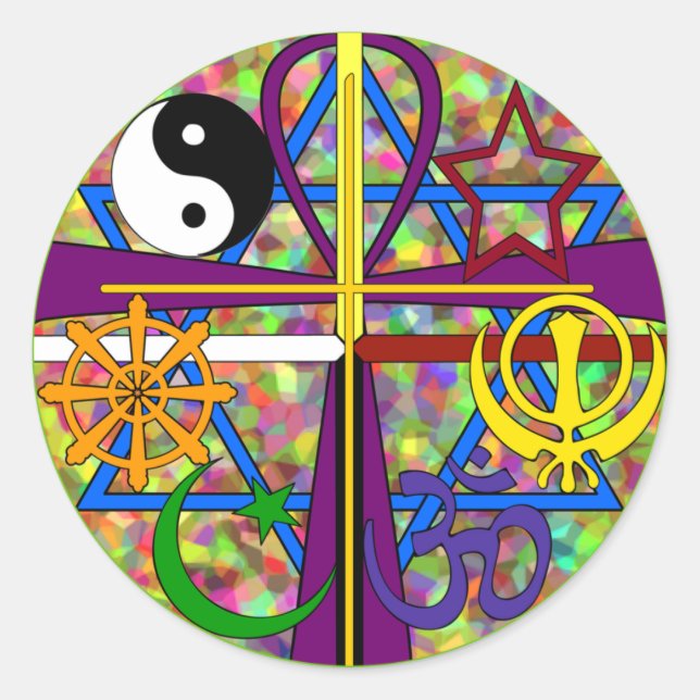 Unity Spiritual Symbols Classic Round Sticker (Front)