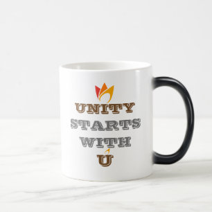 UNITY STARTS WITH U (orange to red fire) & Logo Magic Mug