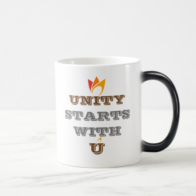UNITY STARTS WITH U (orange to red fire) & Logo Magic Mug (Right)