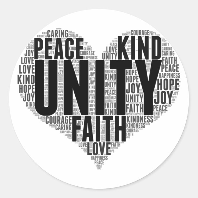 Unity Wordcloud Be Kind Stop Bullying Orange Unity Classic Round Sticker (Front)