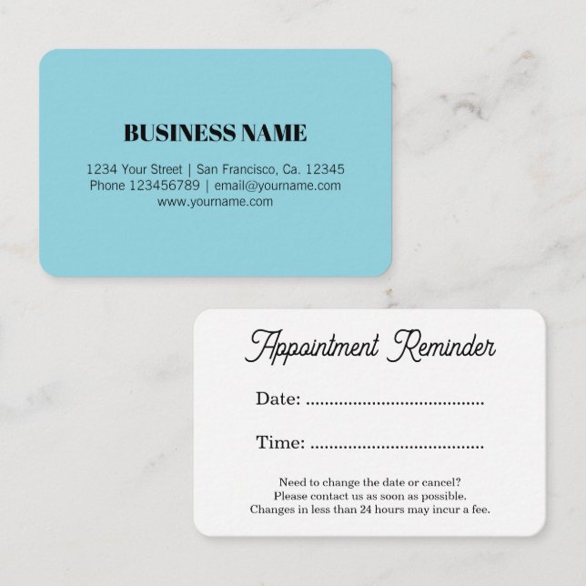 Universal appointment reminder card template (Front/Back)