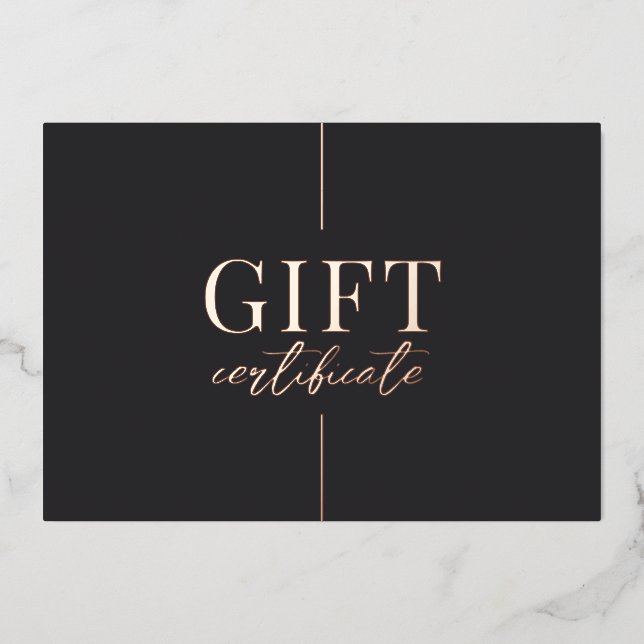 Universal Black Gold Minimalist Gift Certificate (Front)