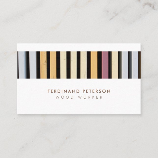 Universal business card with wood texture. (Front)