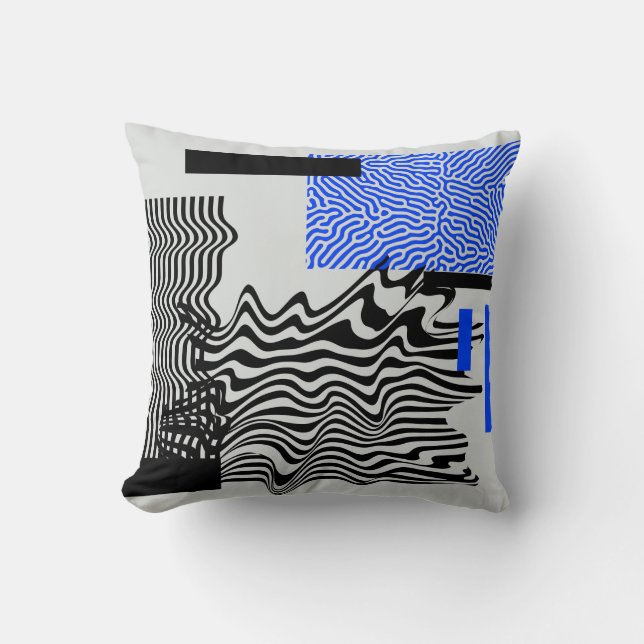 Universal Modern Geometric Shapes Set. Chaotic Gli Cushion (Front)