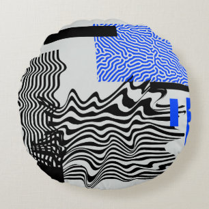 Universal Modern Geometric Shapes Set. Chaotic Gli Round Cushion