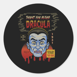 Universal Monsters Dracula Vintage Halloween Mask  Classic Round Sticker