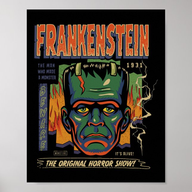 Universal Monsters Frankenstein Vintage Halloween  Poster (Front)