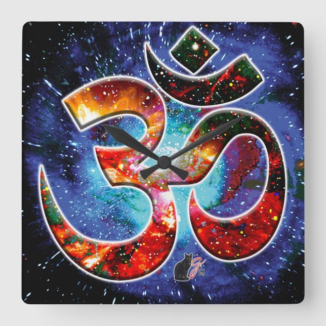 Universal OM Asana Square Wall Clock (Front)