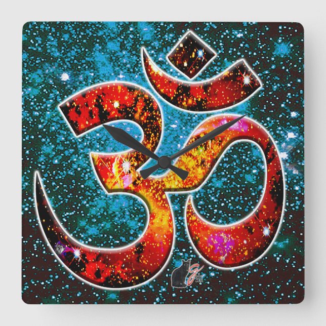 Universal OM Hum Square Wall Clock (Front)