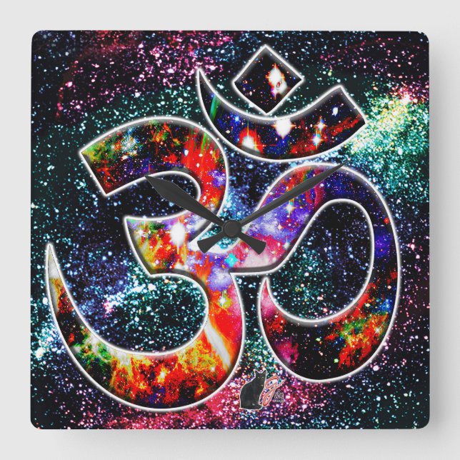 Universal OM Karma Square Wall Clock (Front)