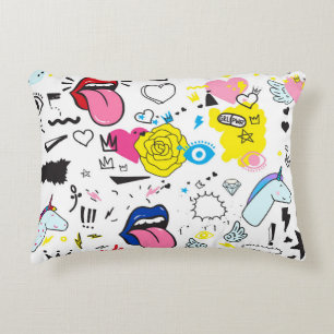 Universal trend hand drawing seamless pattern. Tre Decorative Cushion