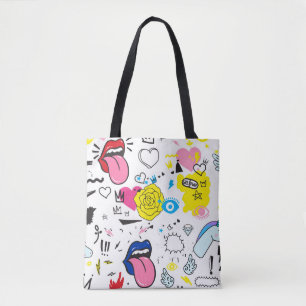 Universal trend hand drawing seamless pattern. Tre Tote Bag