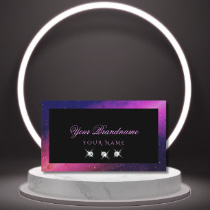 Universe Black Blue Pink Sparkle Stars Diamonds Business Card