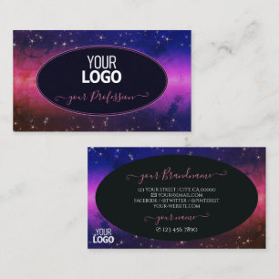 Universe Colorful Galaxy Glitter Stars with Logo Business Card