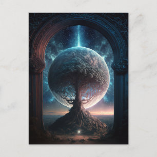 Universe Cosmic Tree Surreal Fantasy Art Postcard