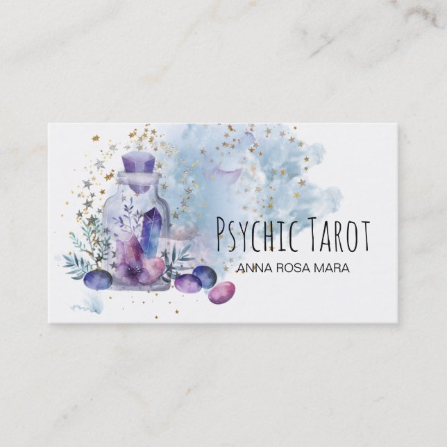 *~*  Universe Cosmos Stars Crystals Psychic Tarot Business Card (Front)