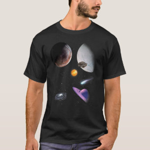 Universe Galaxy Motif Solar System colourful Plane T-Shirt