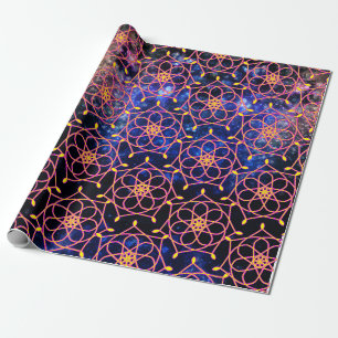 Universe Galaxy with Mandala Flower Wrapping Paper