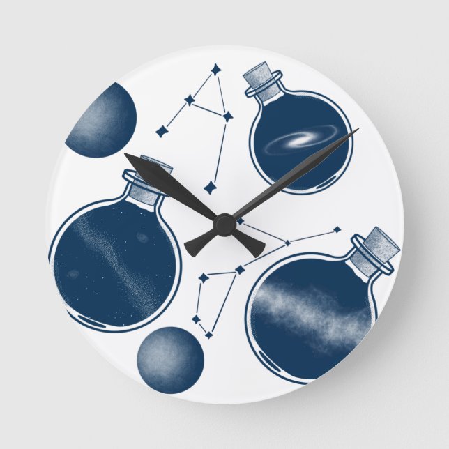 Universe in a Bottle Round Clock (Front)