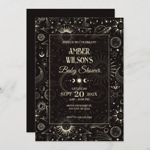 Universe mystical astrologi moon sun baby shower invitation