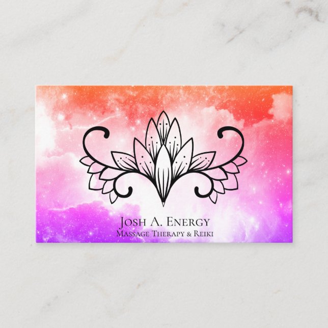 *~* Universe Nebula Lotus Galax Pink Purple Business Card (Front)
