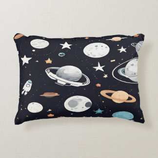 Universe. Pattern of planets and stars Decorative Cushion