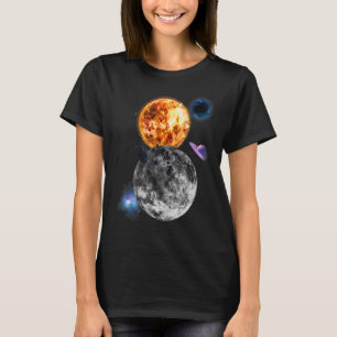 Universe Space Galaxy Motif Solar System colourful T-Shirt