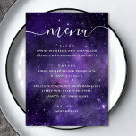 Universe stars. Purple space night script wedding Menu<br><div class="desc">Purple space night wedding menu with modern script. Suitable for birthday,  anniversary and any other party. Please contact me if you need additional items.</div>