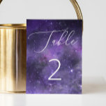 Universe stars. Purple space night script wedding Table Number<br><div class="desc">Purple space night wedding Thank You Card with elegant script. Suitable for birthday,  anniversary and any other party. Please contact me if you need additional items.</div>