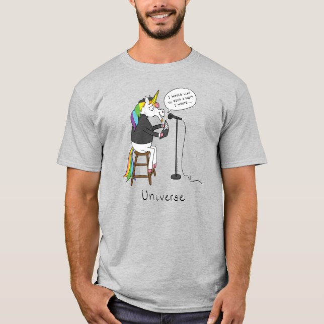 Universe Unicorn Reading Poetry Funny Men' T-shirt (Front)