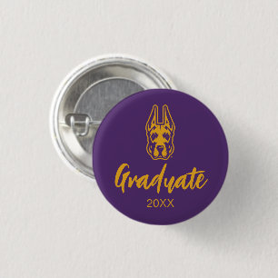 University at Albany Great Dane Mascot Head 3 Cm Round Badge