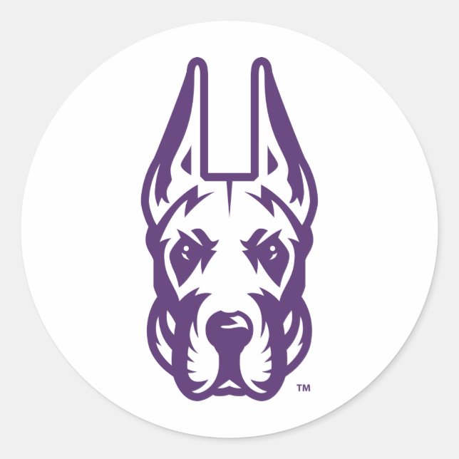 University at Albany Great Dane Mascot Head Classic Round Sticker (Front)