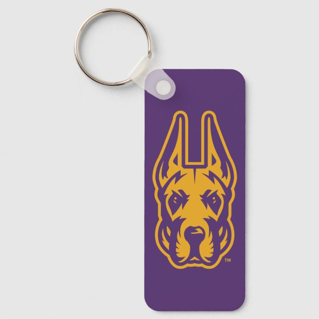 University at Albany Great Dane Mascot Head Key Ring (Front)