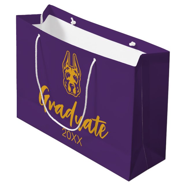 University at Albany Great Dane Mascot Head Large Gift Bag (Front Angled)