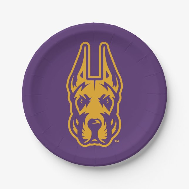 University at Albany Great Dane Mascot Head Paper Plate (Front)
