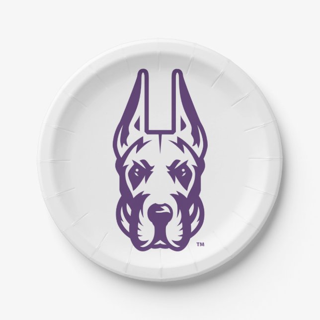 University at Albany Great Dane Mascot Head Paper Plate (Front)