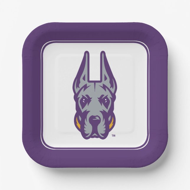 University at Albany Great Dane Mascot Head Paper Plate (Front)
