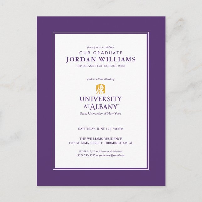 University at Albany Iconic Logo Announcement Postcard (Front)