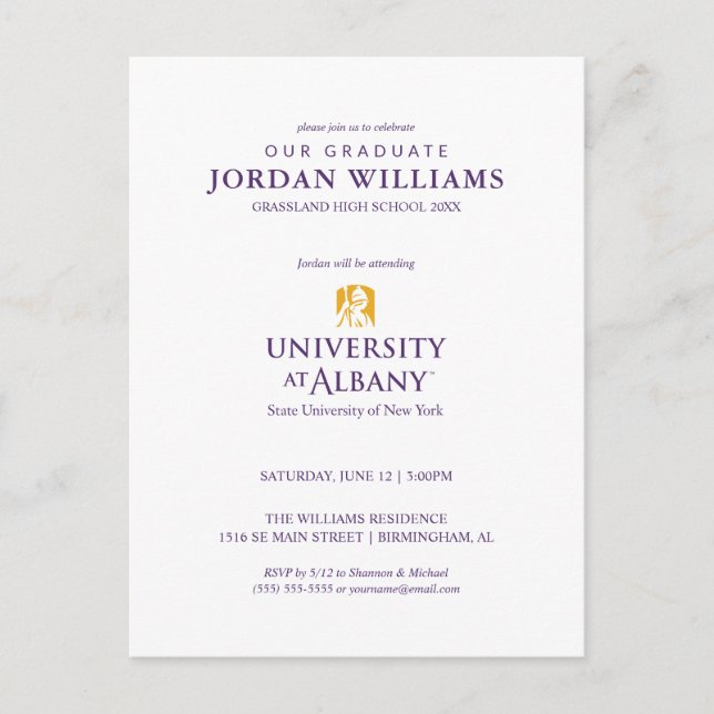 University at Albany Iconic Logo Announcement Postcard (Front)