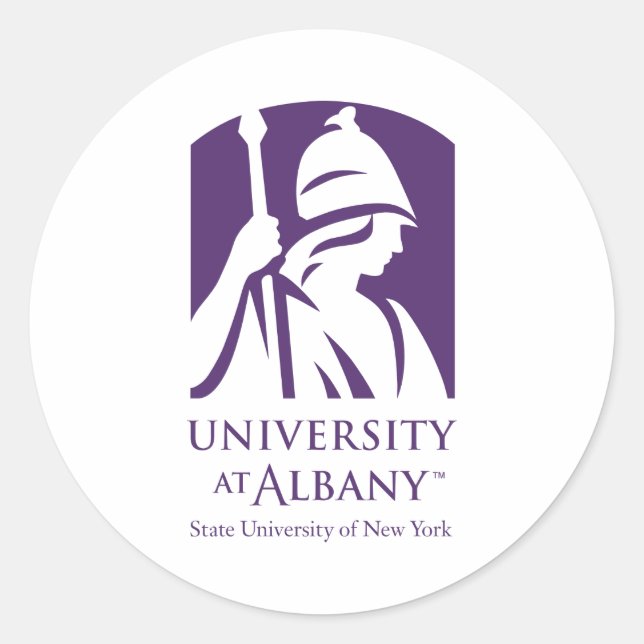University at Albany Iconic Logo Classic Round Sticker (Front)