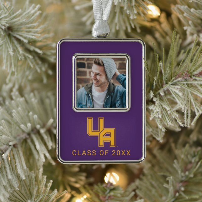 University at Albany Initials Logo Silver Plated Framed Ornament (Tree)