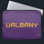 University at Albany Wordmark Laptop Sleeve<br><div class="desc">The University at Albany wordmark features bold, geometric typography in purple with gold outlines. The text is written in all capital letters, forming a strong and modern style that emphasizes the university's identity. The angular lines and sharp edges of the font create a sense of power and professionalism. The gold...</div>