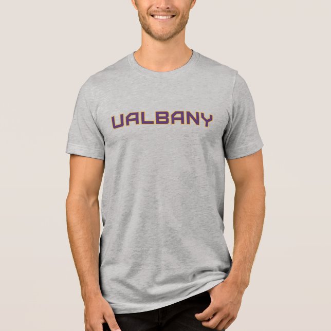 University at Albany Wordmark Tri-Blend Shirt (Front)