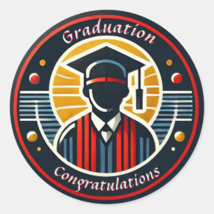 University Graduate Emblem with Cap and Diploma Classic Round Sticker
