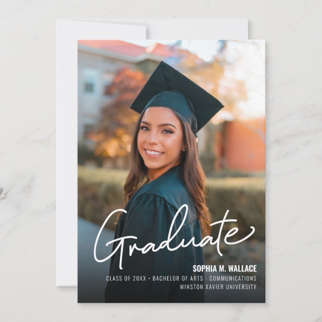 University Graduate Photo Class year Trendy Grad  Invitation (Front)