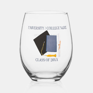 University Graduation Stemless Wine Glass